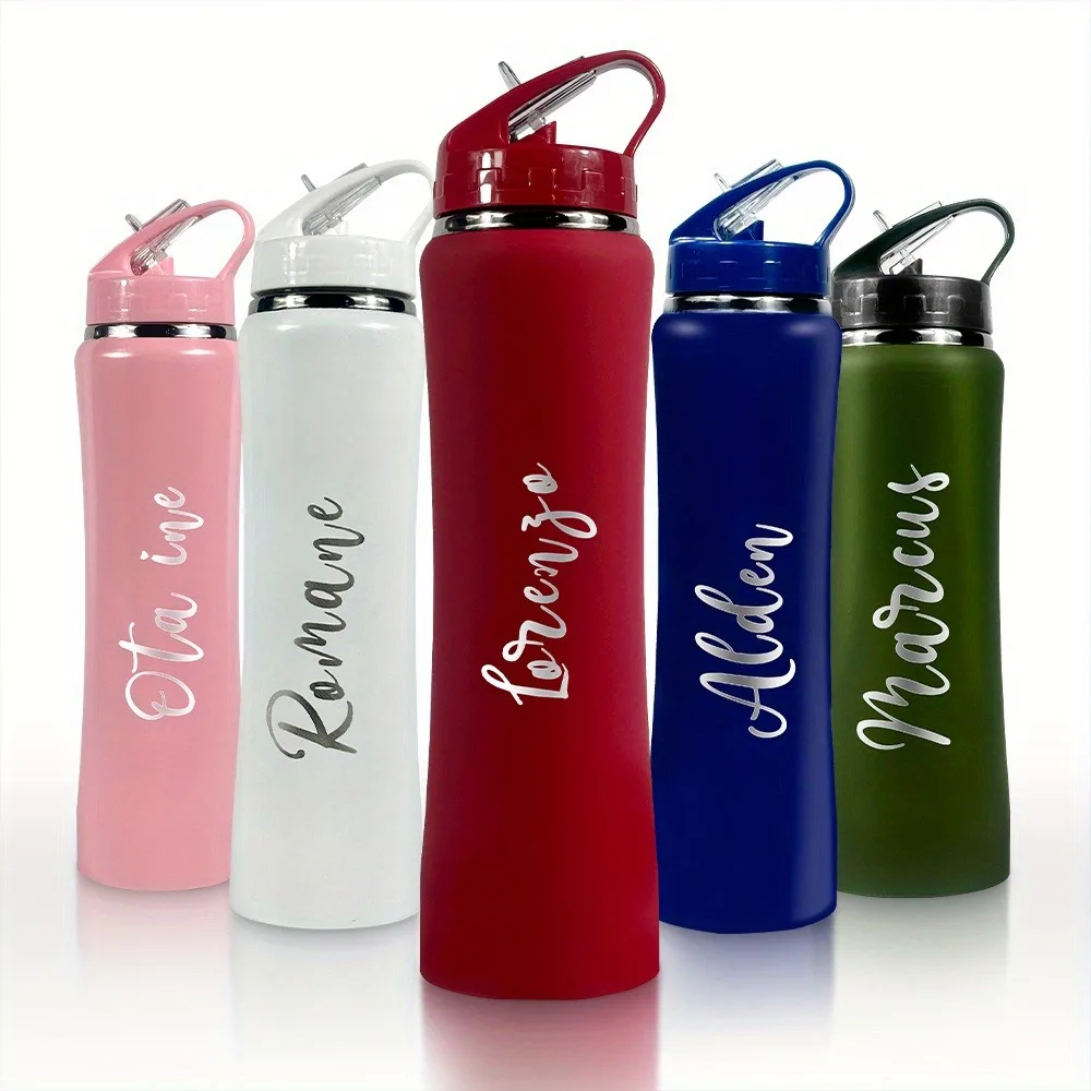 Sports Water Bottle Insulated - Personalisierte isolierte Edelstahl-Wasserflasche mit Strohhalm –
